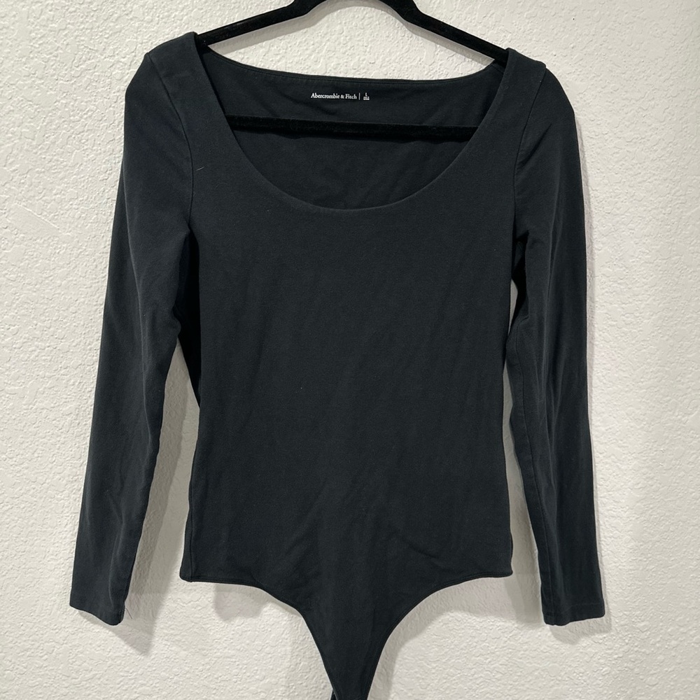 Abercrombie & Fitch Black Fitted Bodysuit Top
